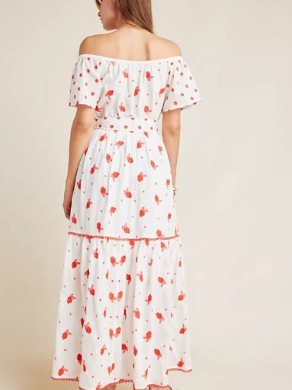 Anthropologie Esme Embroidered Floral Maxi Dress Boho Tiered Cottagecore Sz M - Picture 3 of 14